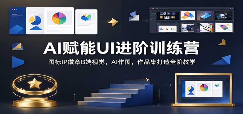 AI赋能UI进阶训练营：图标IP徽章B端视觉，AI作图，作品集打造全阶教学-小二项目网