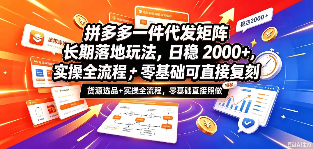 拼多多一件代发矩阵长期落地玩法，日稳入2k+，选品货源+实操全流程，零基础可直接复刻【拆解】-小二项目网