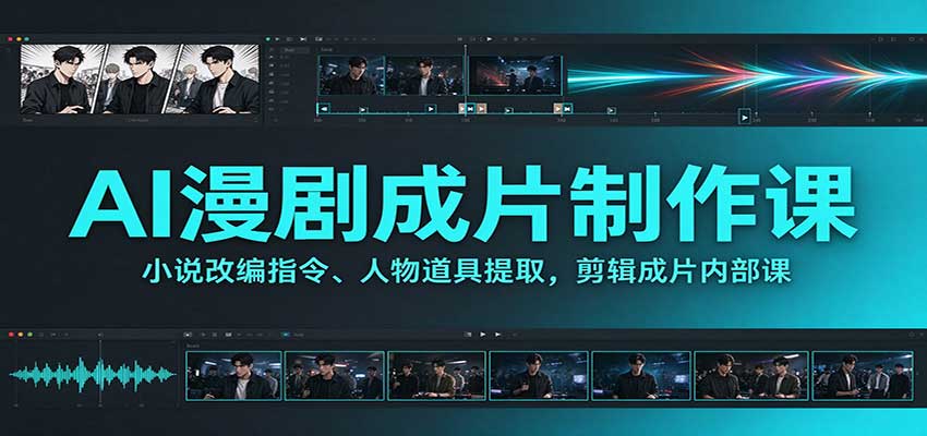 AI漫剧成片制作课：小说改编指令、人物道具提取，剪辑成片全流程-小二项目网