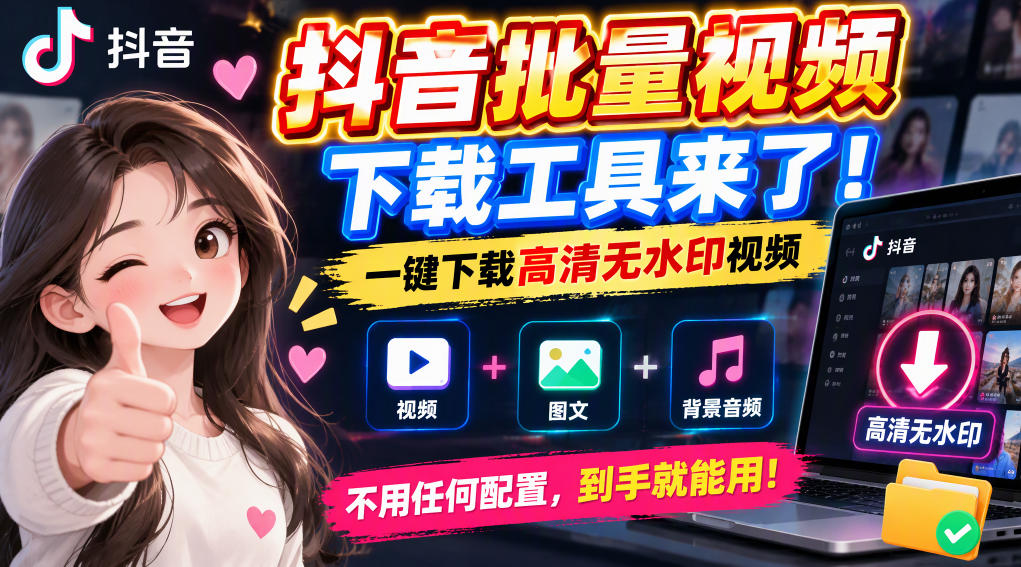 抖音批量视频下载工具，一键下载高清无水印视频，到手就能用-小二项目网