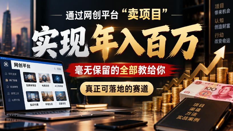 通过网创平台“卖项目”实现年入100w，毫无保留的全部教给你，真正可落地的赛道【揭秘】-小二项目网