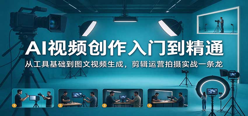AI视频创作入门到精通：从工具基础到图文视频生成，剪辑运营拍摄实战一条龙-小二项目网