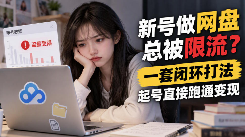 新号做网盘总被限流？一套闭环打法，起号直接跑通变现-小二项目网