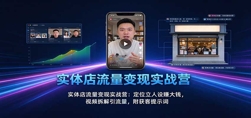 实体店流量变现实战营：定位立人设赚大钱，视频拆解引流量，附获客提示词-小二项目网