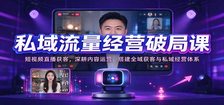 私域流量经营破局课：短视频直播获客，深耕内容运营，搭建全域获客与私域经营体系-小二项目网