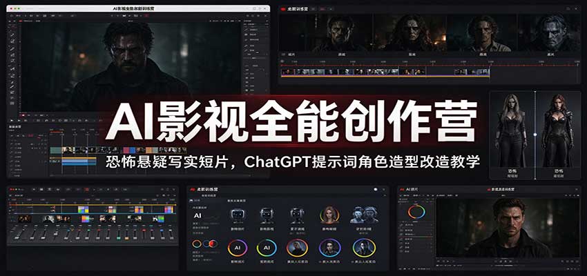 AI影视全能创作营：恐怖悬疑写实短片，ChatGPT提示词角色造型改造教学-小二项目网