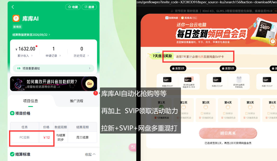 图片[2]-库库AI+度娘SVIP双料白嫖：一套混合拉新玩法全拆解-小二项目网