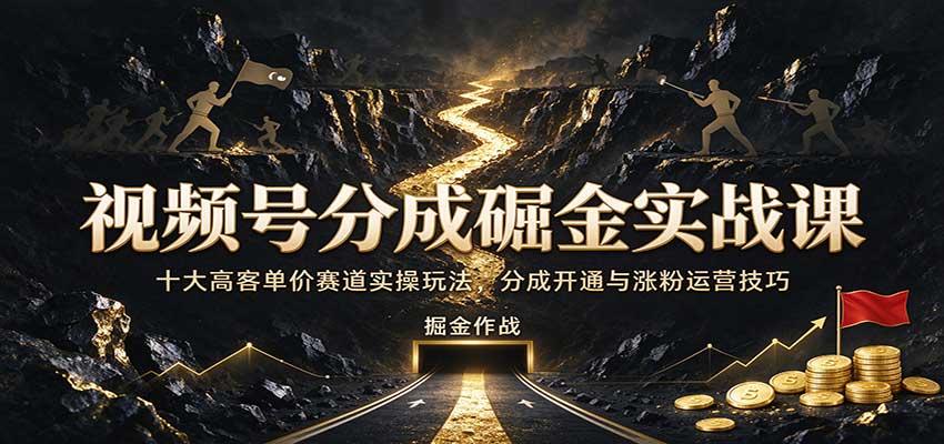 视频号分成掘金实战课：十大高客单价赛道实操玩法，分成开通与涨粉运营技巧-小二项目网
