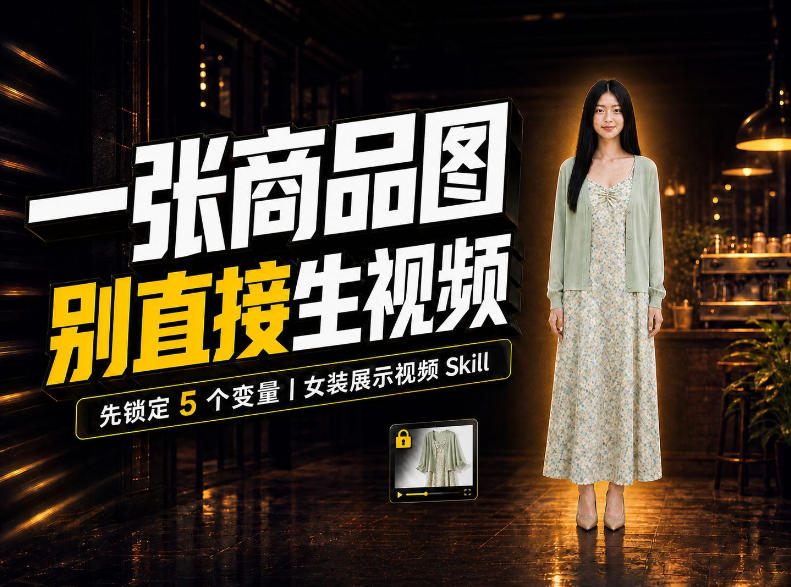 女装AI视频总翻车？问题不在提示词，女装展示视频Skill先锁定5个变量！-小二项目网