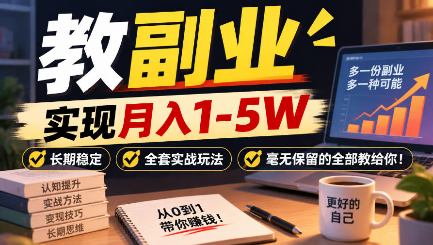 “教副业”实现月入1-5W,长期稳定,全套实战玩法毫无保留的全部教给你!【揭秘】-小二项目网