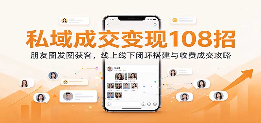 私域成交变现108招：朋友圈发圈获客，线上线下闭环搭建与收费成交攻略-小二项目网