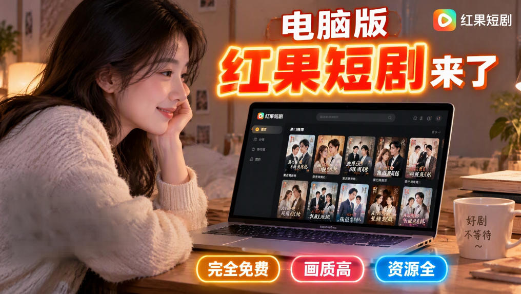 手机看短剧费眼？电脑版红果短剧来了，完全免费、画质高、资源全-小二项目网
