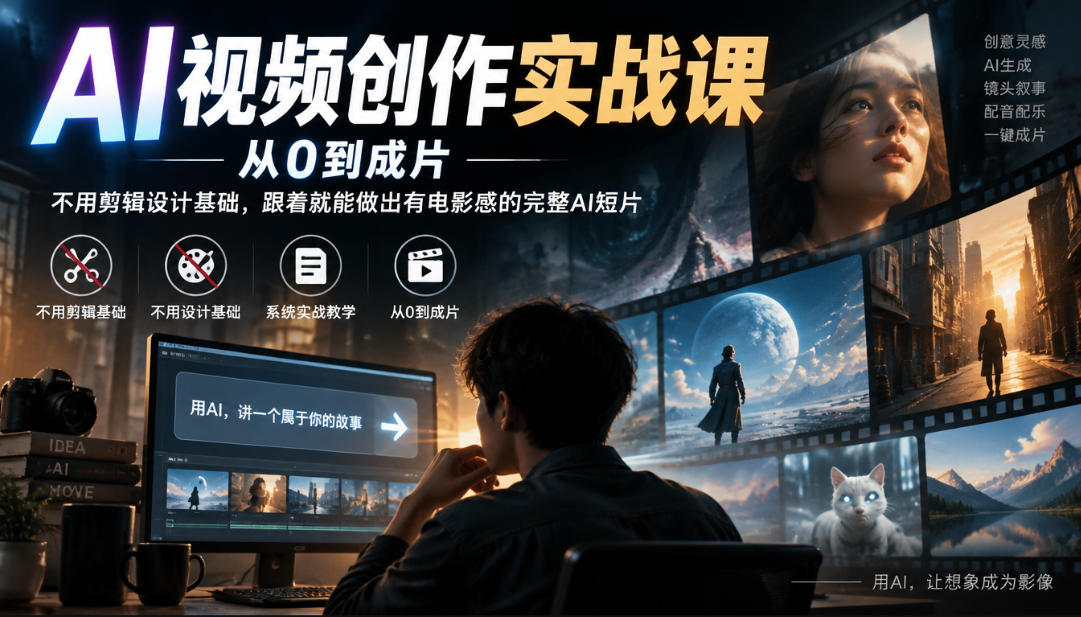 AI视频创作实战课，从0到成片，不用剪辑设计基础，跟着就能做出有电影感的完整AI短片-小二项目网