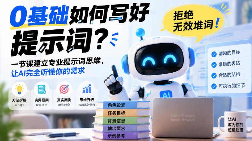 0基础如何写好提示词，拒绝无效堆词！一节课建立专业提示词思维，让AI完全听懂你的需求-小二项目网