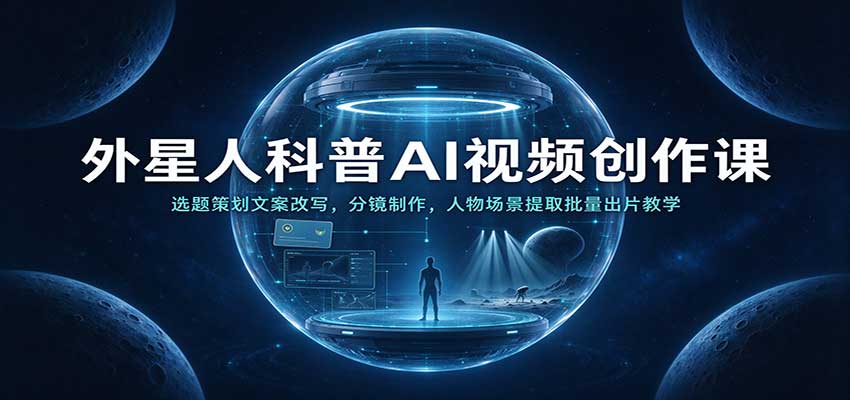 外星人科普AI视频创作课：选题策划文案改写，分镜制作，人物场景提取批量出片教学-小二项目网