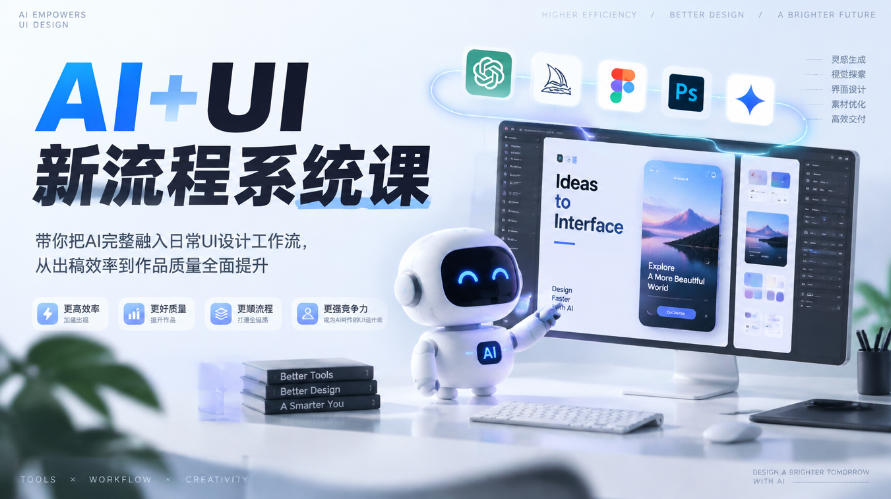 【无水印】AI+UI新流程系统课，带你把AI完整融入日常UI设计工作流，从出稿效率到作品质量全面提升（2026第4期）-小二项目网