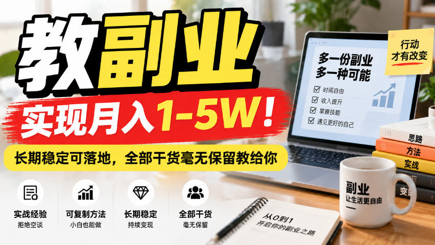“教副业”实现月入1-5W！长期稳定可落地，全部干货毫无保留教给你【揭秘】-小二项目网