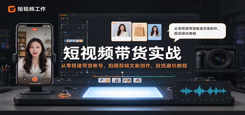 短视频带货实战：从零搭建带货账号，拍摄剪辑文案创作，投流避坑教程-小二项目网