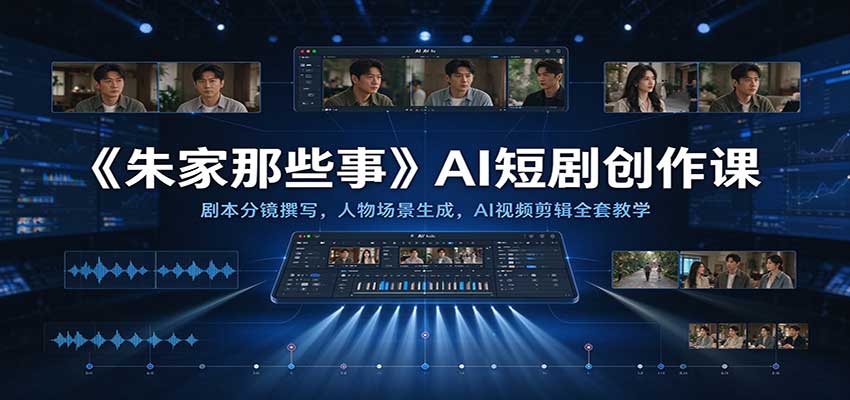《朱家那些事》AI短剧创作课：剧本分镜撰写，人物场景生成，AI视频剪辑全套教学-小二项目网