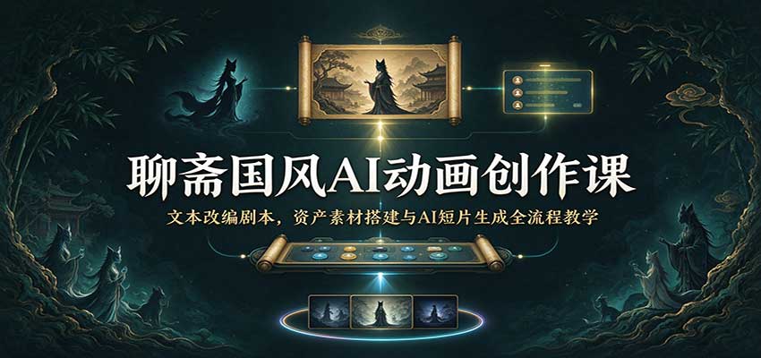 聊斋国风AI动画创作课:文本改编剧本,资产素材搭建与AI短片生成全流程教学-小二项目网