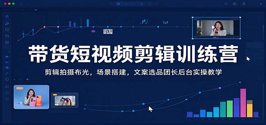 带货短视频剪辑训练营：剪辑拍摄布光，场景搭建，文案选品团长后台实操教学-小二项目网