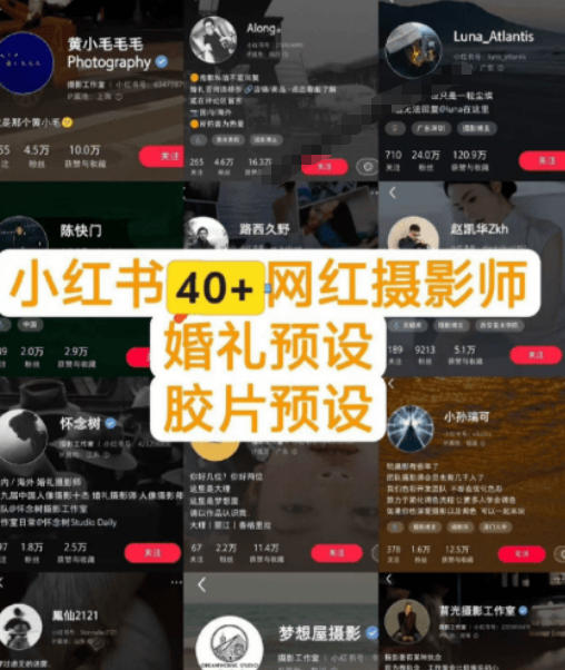 图片[2]-独家高质量调色素材合集！精选小红书40+多位网红婚礼/人像/风光摄影师的预设，按姓名整理，建议收藏！-小二项目网
