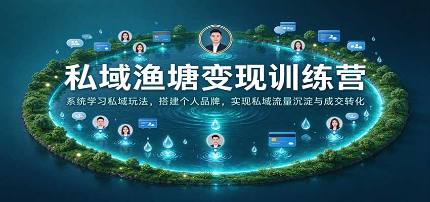私域渔塘变现训练营：系统学习私域玩法，搭建个人品牌，实现私域流量沉淀与成交转化-小二项目网