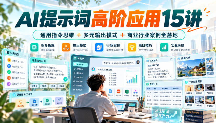 AI提示词高阶应用15讲｜通用指令思维+多元输出模式+商业行业案例全落地-小二项目网