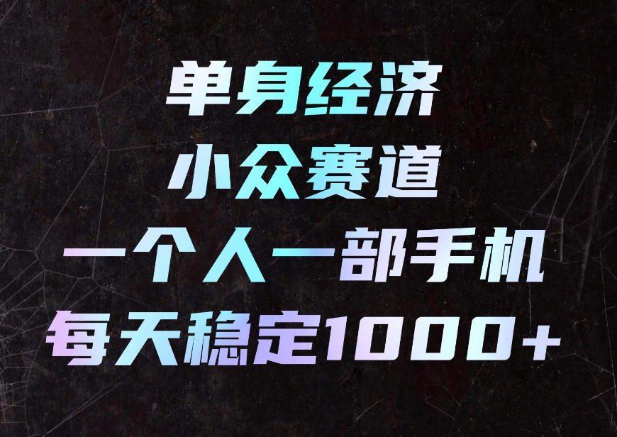 单身经济小众赛道，一个人一部手机，每天稳定1000+，利用下班碎片时间即可【揭秘】-小二项目网