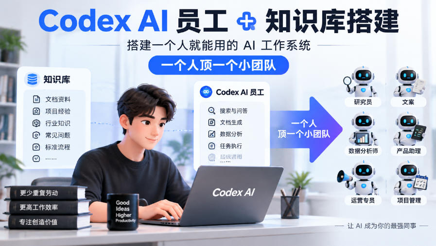 Codex AI员工+知识库搭建，搭建一个人就能用的AI工作系统，一个人顶一个小团队-小二项目网