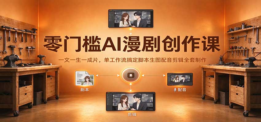零门槛AI漫剧创作课：一文一生一成片，单工作流搞定脚本生图配音剪辑全套制作-小二项目网