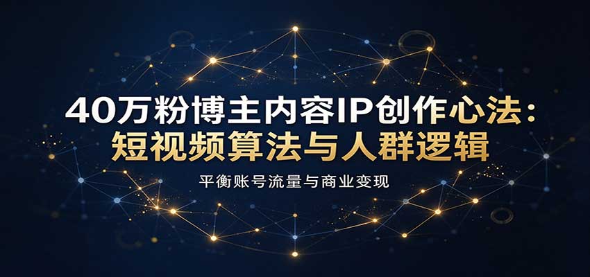 40万粉博主内容IP创作心法：短视频算法与人群逻辑，平衡账号流量与商业变现-小二项目网