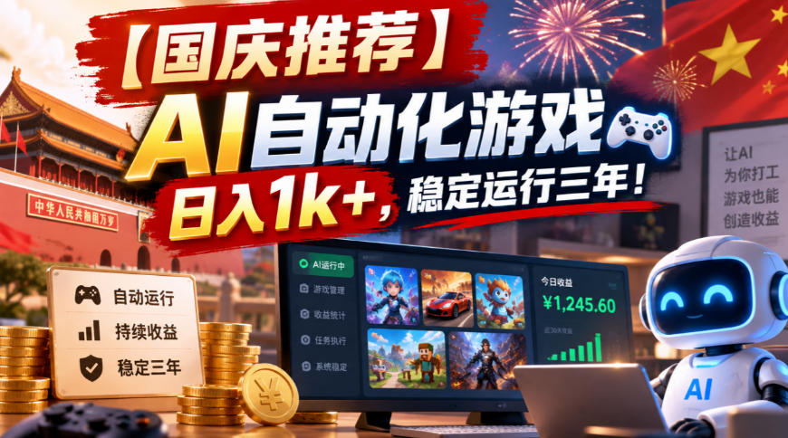 【国庆推荐】AI自动化游戏，日入1k+，操作简单，稳定运行三年！【揭秘】-小二项目网
