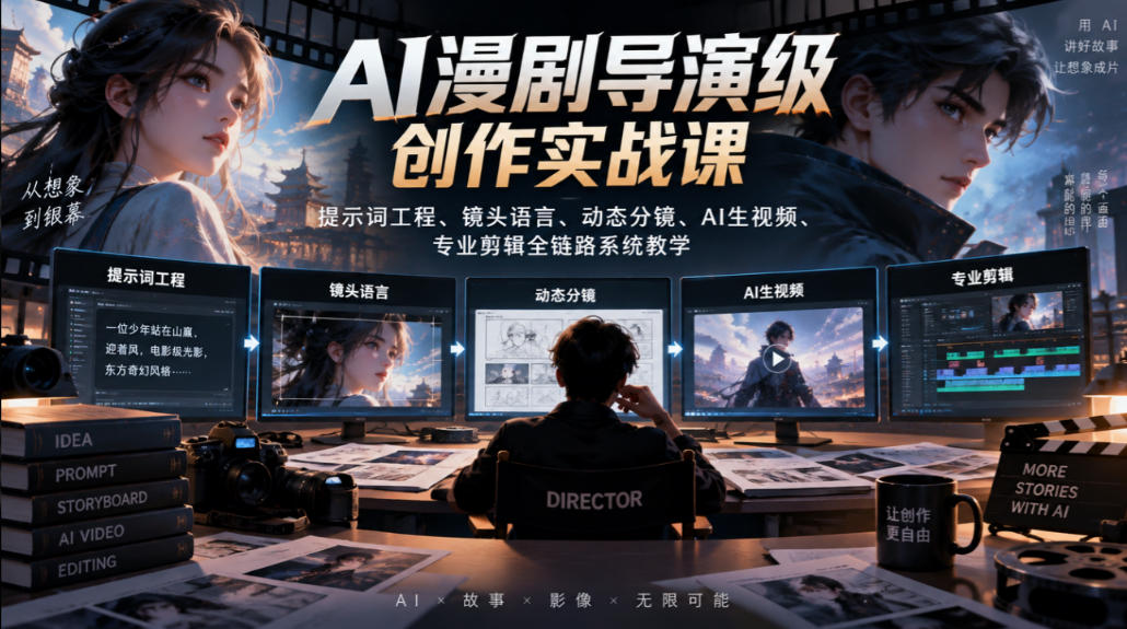AI漫剧导演级创作实战课｜提示词工程、镜头语言、动态分镜、AI生视频、专业剪辑全链路系统教学-小二项目网