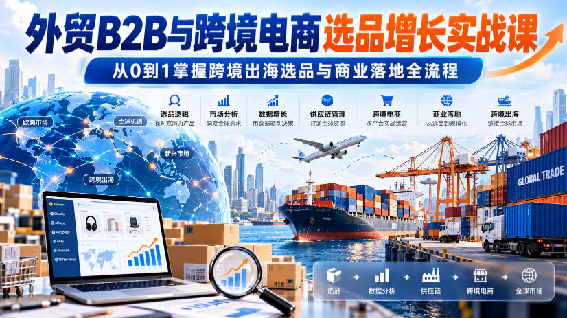外贸B2B与跨境电商选品增长实战课，从0到1掌握跨境出海选品与商业落地全流程-小二项目网