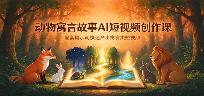 动物寓言故事AI短视频创作课：配套提示词快速产出寓言类短视频-小二项目网