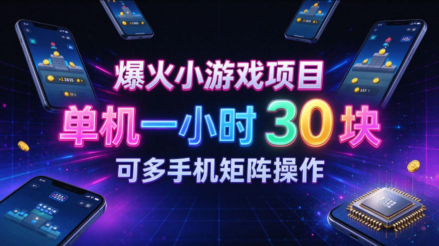 爆火小游戏撸金项目，实测单机一小时30+，可多手机矩阵操作，新手看完一遍就能上手【揭秘】-小二项目网