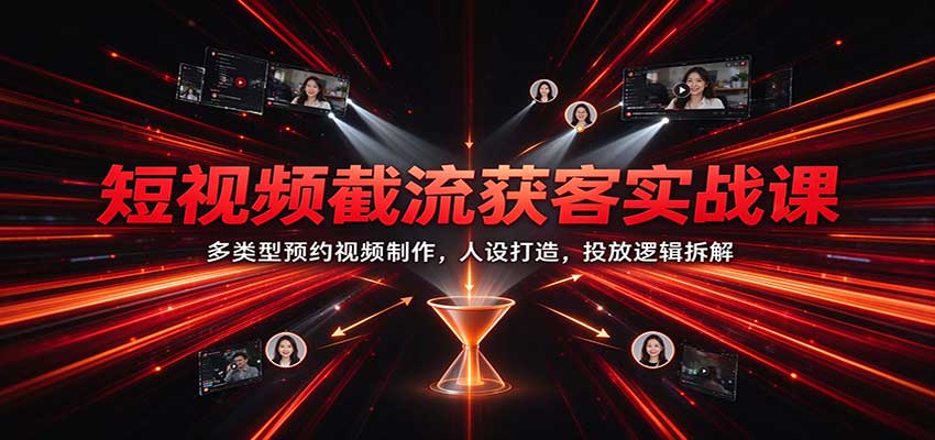 短视频截流获客实战课：多类型预约视频制作，人设打造，投放逻辑拆解-小二项目网