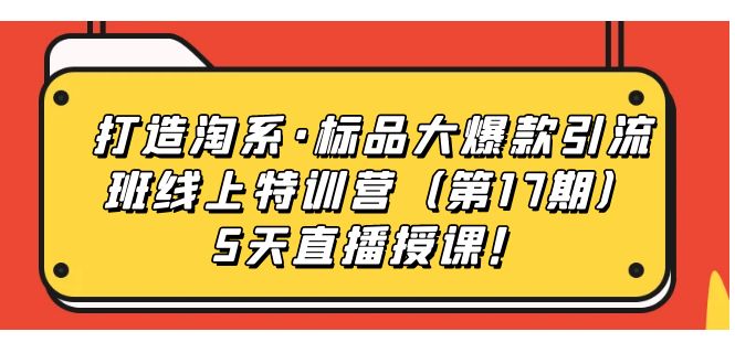 打造淘系·标品大爆款引流班线上特训营5天直播授课！-小二项目网