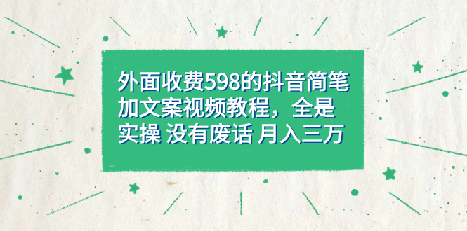 外面收费598抖音简笔加文案教程，全是实操 没有废话 月入三万（教程 资料）-小二项目网