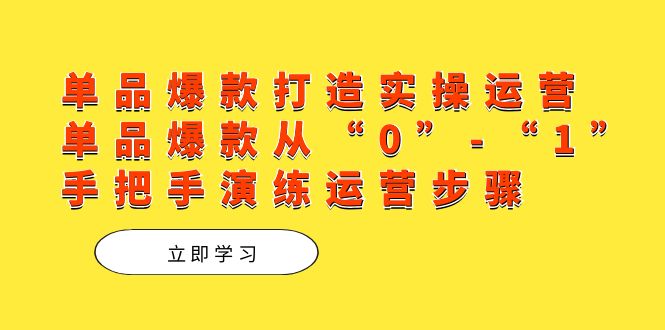 单品爆款打造实操运营，单品爆款从“0”-“1”手把手演练运营步骤-小二项目网