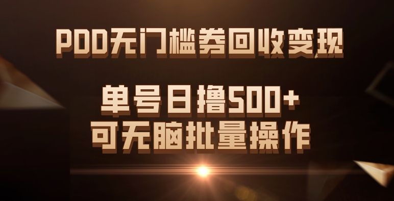 PDD无门槛券回收变现，单号日撸500 ，可无脑-小二项目网