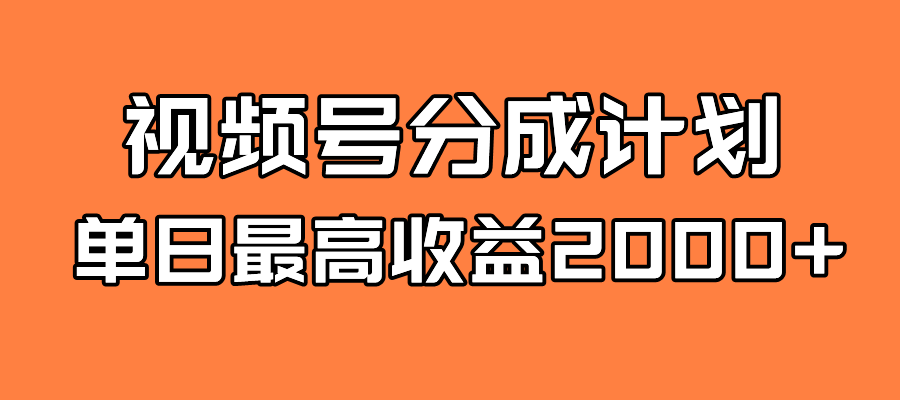 全新蓝海 视频号掘金计划 日入2000-小二项目网