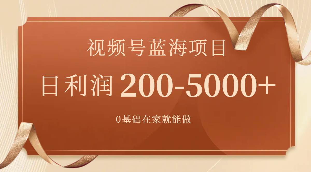 视频号蓝海项目，0基础在家也能做，一天200-5000 【附266G资料】-小二项目网