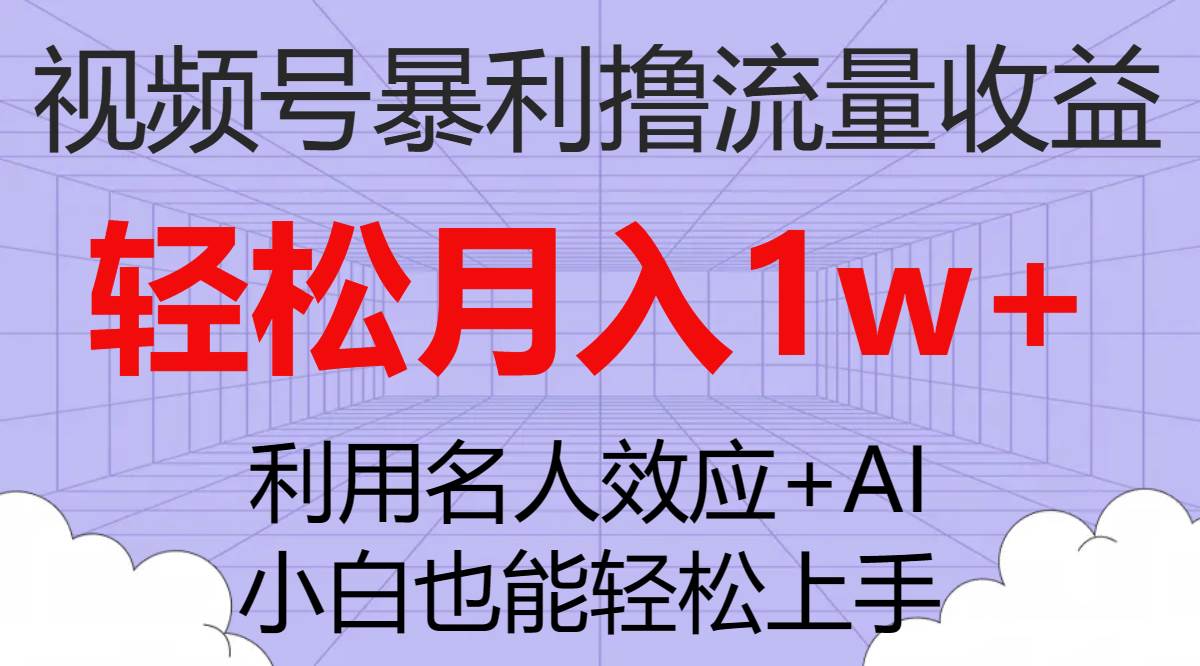 视频号暴利撸流量收益，小白也能轻松上手，轻松月入1w-小二项目网