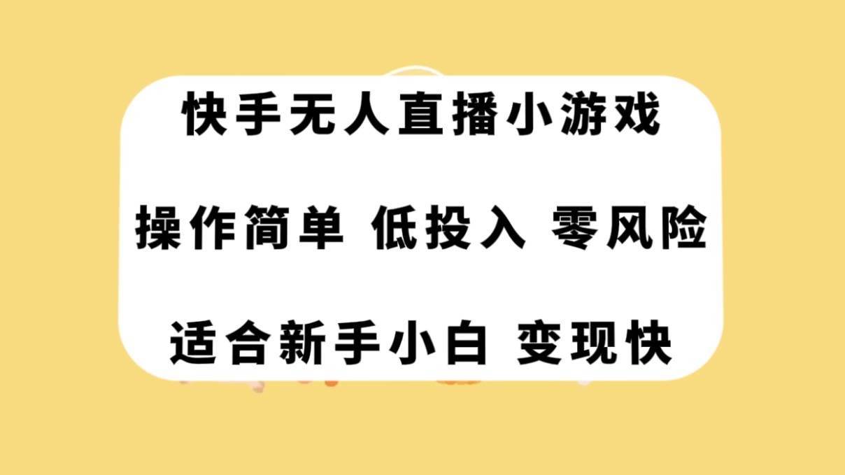 快手无人直播小游戏，操作简单，低投入零风险变现快-小二项目网