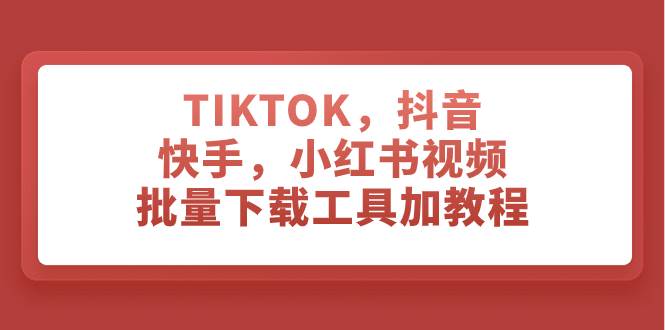 TIKTOK，抖音，快手，小红书视频批量下载工具加教程-小二项目网
