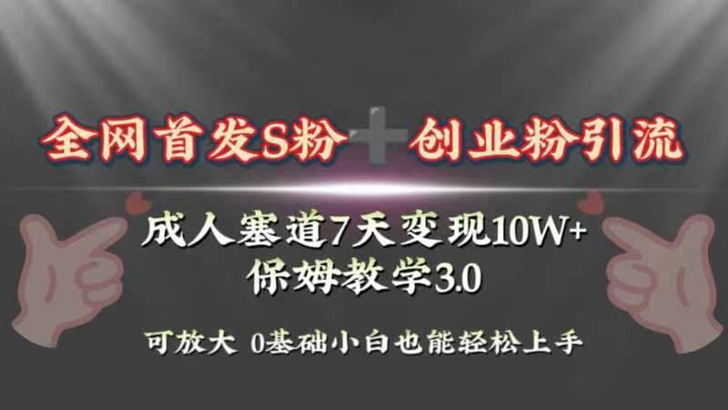 全网首发s粉加创业粉引流变现，成人用品赛道7天变现10w 保姆教学3.0-小二项目网