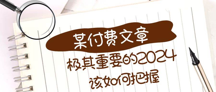 极其重要的2024该如何把握？【某公众号付费文章】-小二项目网